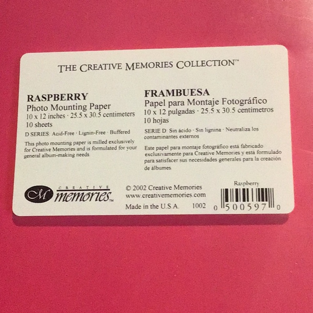 Creative Memories Photo Mounting Paper, Raspberry - Picture 2 of 2